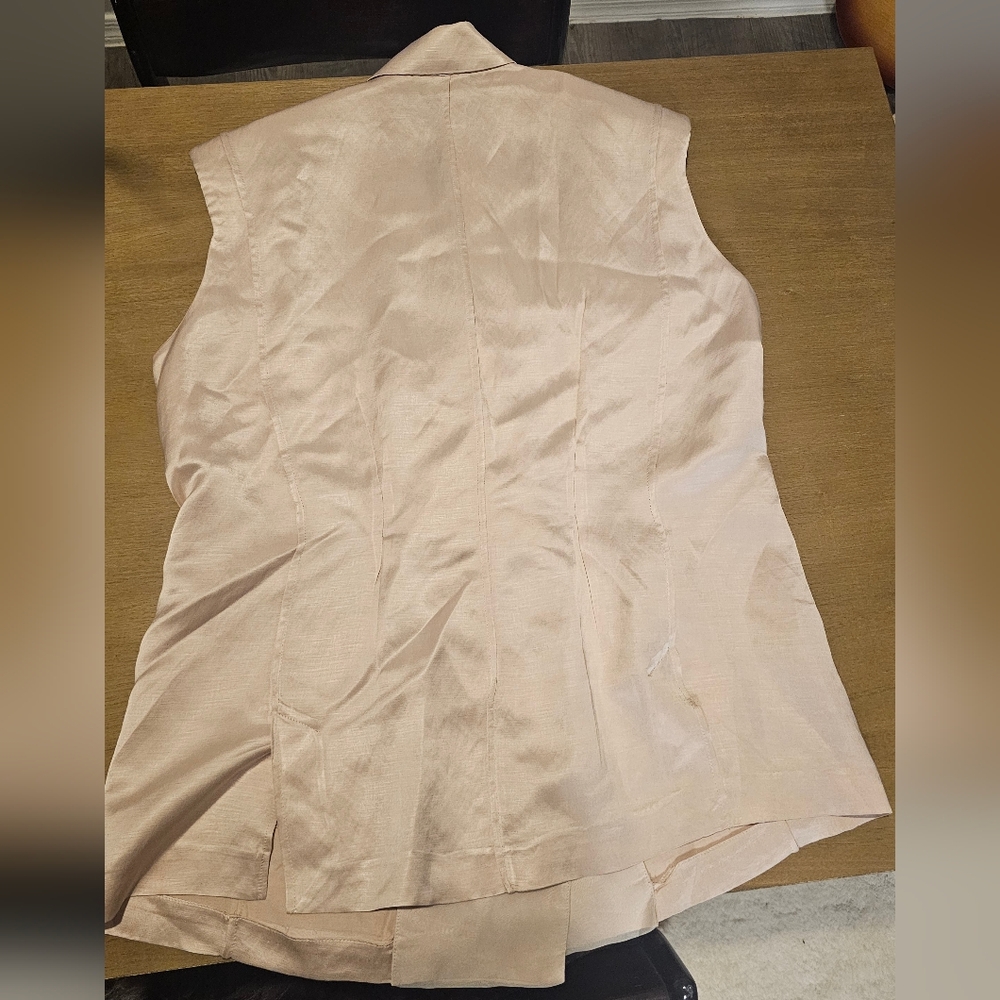 Zara Dusty Pink Sleevdless Silk Double Breasted Vest Size L EUC - Picture 11 of 13